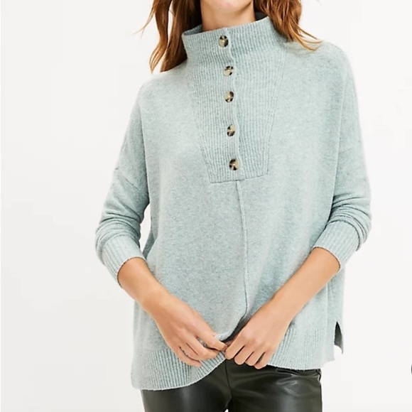 Loft Button "Poncho" Sweater Burgundy M - Picture 5 of 7